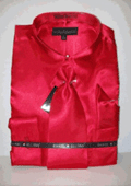 SKU#KO421 Men's New Red Satin Dress Shirt Tie Combo Shirts $59