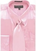 Men's Pink Satin Dress Shirt