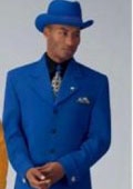 SKU# PKB639 Metalic Royal Blue 5 Button 36 Inch Long Men's Fashion Zoot Suit $139