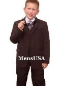 SKU# MUB3 Boys Black Pinstripe Suits 3 Buttons Wool Blend Dress Formal Suit $99