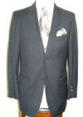Solid Navy Blue Extra Fine Poly-Rayon-Wool Feel Summer Light Weight Fabric Suit $129