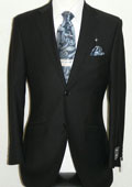 Black Extra Fine Poly-Rayon-Wool Feel Summer Light Weight Fabric Suit $ 129