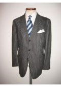 SKU GJR235 Charcoal Gray Pinstripe Super 150s Wool Mens Suit Side Vent 