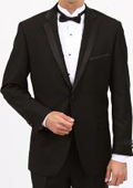 SKU#MW8245 Tapered Leg Lower Rise Pants & Get Skinny Black Slim Fit 1 Button Tuxedo with Side Vents
  