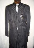 Black Gangster Ton On Ton Shadow Pinstripe Fashion Long Zoot Suit $139