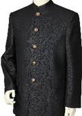 Men's 2 Piece Nehru Suit - Fancy Patterned Black $199
