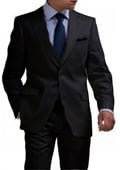 SKU#BLA7113 Mens & Boys Sizes Light Weight 2 Button Tapered Cut Half Lined Flat Front Linen Suit Vented Black