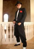 Men's Liquid Jet Black Fashion Long Zoot Suit + Shirt & Tie & Hat $189