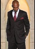  Exclusive Stunning Mens Black & Red Dress Pinstripe 3 Buttons Suit ( Not Long ) $149