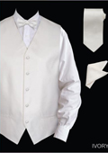 
SKU#IVV50 Men's 4 Piece Vest Set (Bow Tie, Neck Tie, Hanky) - Jacquard Ivory 