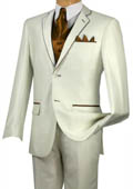  
SKU#BEH7 Tuxedo Brown Trim Microfiber Two Button Notch 5-Piece Choice of Solid White or Ivory   