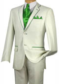SKU#BRL5 Tuxedo lime mint Green Trim Microfiber Two Button Notch 5-Piece Choice of Solid White or Ivory 