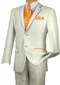 
SKU#JHW2 Tuxedo Orange ~ Peach Trim Microfiber Two Button Notch 5-Piece Choice of Solid White or Ivory 