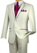 
SKU#FVV80 Tuxedo Burgundy ~ Maroon ~ Wine Color Trim Microfiber Two Button Notch 5-Piece Choice of Solid White or Ivory  
