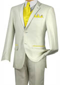 
SKU#FFE2 Tuxedo Yellow Trim Microfiber Two Button Notch 5-Piece Choice of Solid White or Ivory