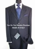 SKU MU08 3 Buttons Navy Blue Ton on Ton Shadow Pinstripe Real Italian Super Fine Wool Suit 149