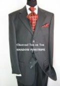 SKU MU08 Charcoal Gray Ton on Ton Shadow Pinstripe Super Extra Fine 100 Wool 149 