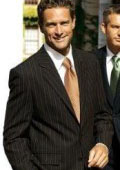  Brown With Smooth Pinstripe 2 Buttons Mens Dress %100 Wool Suits  