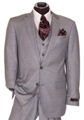 Mens 2 Button Light Grey Regular Basic Cut Flat Front Pants Three Piece Suit $175