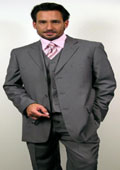 3 Button Gray~Grey three piece suit Vested three piece suit 3 Piece three piece suit in Super 110's Wool~Feel Poly~Ray $139