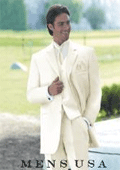 
SKU# T62T Vittori Collection Cream/Ivory/OFF White 3 Piece 2 Button Men Vested Light Weight Fine Soft Wedding Suit 