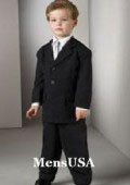Boys Solid Black 3 Buttons Worsted Light Weight super fine wool feel poly~rayon Suit $79