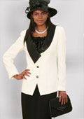
SKU#XR-29 New Lynda's Classic Elegance Ivory/Black Women 3 Piece Dress Set 