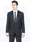 
SKU#KA7866 Mens All Black Shawl Collar Slim Fit 2 Piece Tuxedo Suit 