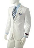
SKU#AC-932 Mens Solid White Slim Fit Suit Center Vent 