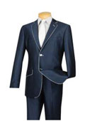 SKU#BC-55 Tuxedo & Formal Mens Slim Fit Blue White Trim Suits