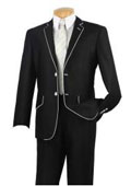  SKU#BC-56 Tuxedo & Formal Mens Slim Fit Black White Trim Suits  