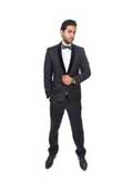 
SKU#VA3S4 Men's Slim Fit 1 Button Shawl Velvet Collar Suit or Tuxedo Black  
