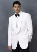 White Dinner Jacket 100% Poly 1 Button Shawl Collar $125