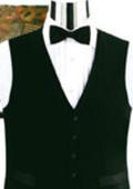 SKU#V752GA Simple Black Not Shiny Tuxedo Vest