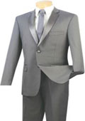   
SKU#SW942 Vinci Slim Fit Tuxedo 2-Button Style Jacket Grey ~ Gray 