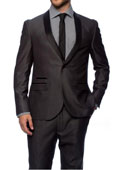  
SKU#SS-84F5 Charcoal 1 Button Slim Fitted Shawl Tuxedo    