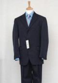 SKU 3BW79 Navy Blue Wool Blend Mens Dress 3 Buttons Suit 79