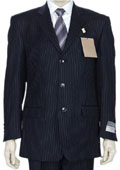 SKU GKLL2 DarkNavy Blue Small Pinstripe Italian Super 150 Wool 3 Buttons Mens Suit 199