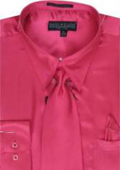 
SKU#AL421 Men's Fuschia Shiny Silky Satin Dress Shirt/Tie  