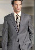 Silver Gray Pinstripe (Very Light Gray (Ash)) 2 Button Double Vent Mens Suit $139