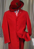 SKU LT32 Mens Metalic Hot Red Fashion Dress Zoot Suit 38 Inch Long 139