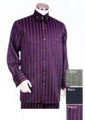  SKU#PS632 Men's Purple Long Sleeve 2pc Set including Matching Wide Leg Dress Pants $125 