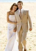 SKU#Eric_2P Mens & Boys Sizes Amazing Linen Feel Rayon/Spandex Tan ~ Beige 2 Button Wedding Suit
