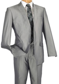 Single Breasted 2 Button Peak Lapel Pointed English Style Lapel Slim Suit Gray $185