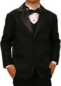 High Quality Solid Black Tuxedo Formal Boys Suits $85