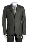 SKU MER732 Dark Charcoal Gray Multi Pinstripe 3 Button Super 120s Wool Pleated Pants 