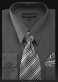Men's Dress Shirt - PREMIUM TIE - Charcoal $39