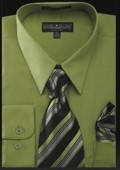 Men's Dress Shirt - PREMIUM TIE - Dark Lime $39