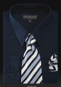 Men's Dress Shirt - PREMIUM TIE - Navy $39