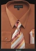 Men's Dress Shirt - PREMIUM TIE - Rust $39